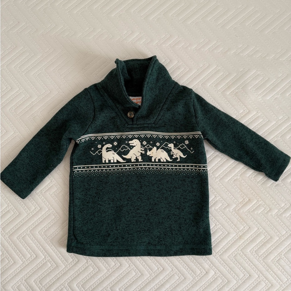 Kids Dinosaur Patterned Green Jacket